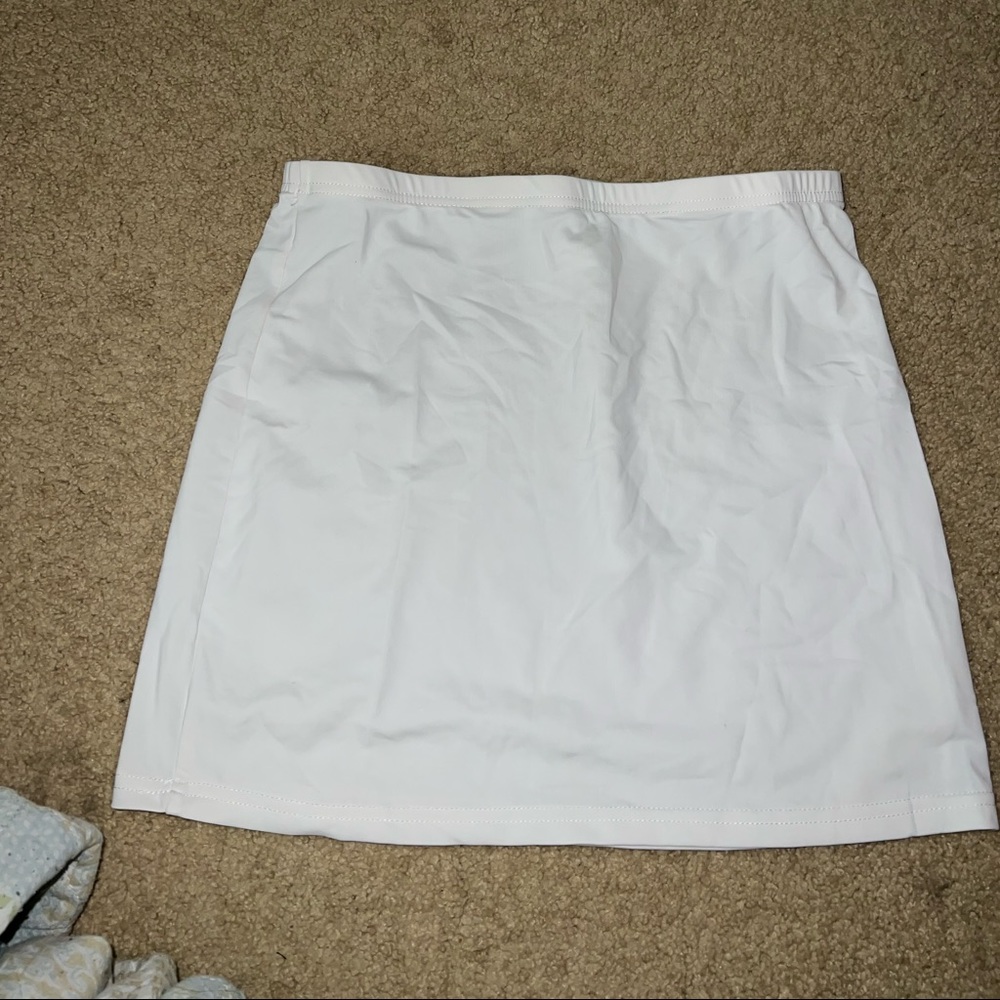 white silk skirt